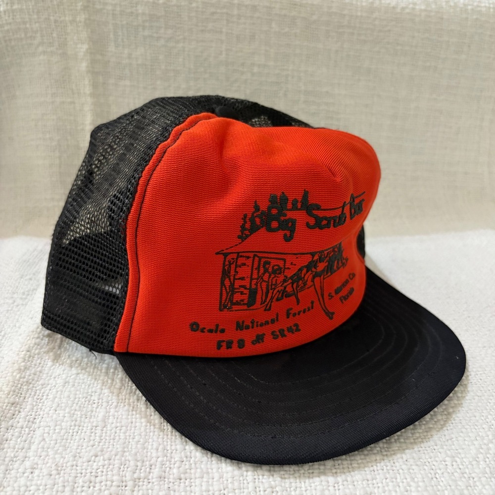 Vintage Big Scrub Bar Ocala National Forest Florida Trucker Hat Orange Black